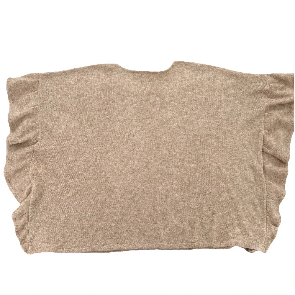 Do Everything In Love Sweater‎ One Size Poncho Ruffle Neutral Boho Minimalist - Picture 10 of 10